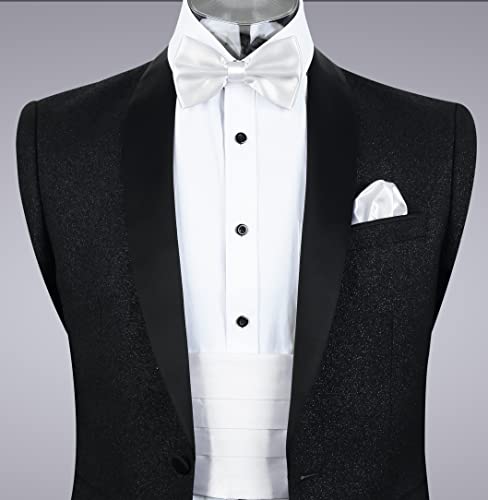 Image of Alizeal Mens Multicolored Silk Solid Cummerbund Bow Tie Set