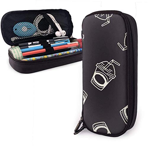 Astuccio per matite per penna carina Coca-Cola in pelle Custodia per matita in pelle 8 X 3,5 X 1,5 pollici Custodia con doppia cerniera Scatola per ufficio scolastico Ragazze Ragazzi Adulti