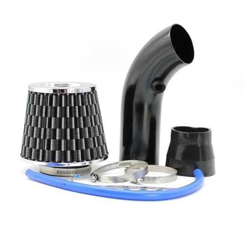 Kofferraumwanne Kofferraummatte 76mm Auto Umgerüstet Winter Pilzkopf Luftfilter Ansaugrohr Filter Hoch Kaltluftfilter Aluminium Rohr Kit(Black)