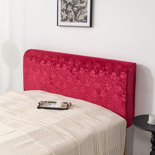Image of HOMETHREADS Stretchable Velvet Headboard Cover | Soft, Dust-Proof & Wrinkle-Resistant Bed Back Protector | Fits Leather, Wooden & Fabric Bedsides | for 3ft to 3.5ft Beds (Maroon, 90x65Cm)