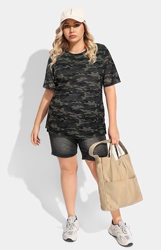 RITERA Women's Plus Size Crewneck Tops Short Sleeve Oversized T Shirt for Women Spring Summer XL 5XL2