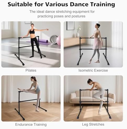 4FT Adjustable Ballet Barre - Portable Dance Bar for Home & Studio, Non-Slip Base, 360° Rotatable Foot, Perfect for Stretching, Pilates, Dance Training & Exercise Equipment