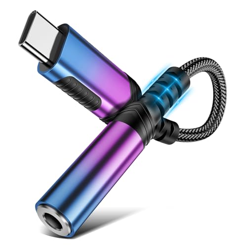Image of Audio Adapter for Samsung Galaxy S25 S25+ S25 Ultra,USB C to 3.5 mm Headphone Adapter for iPad 10, 12CM 3.5 Audio Jack Braided Type C Dongle DAC Adapter for iPhone 16E 16 Samsung A53 A54 A35