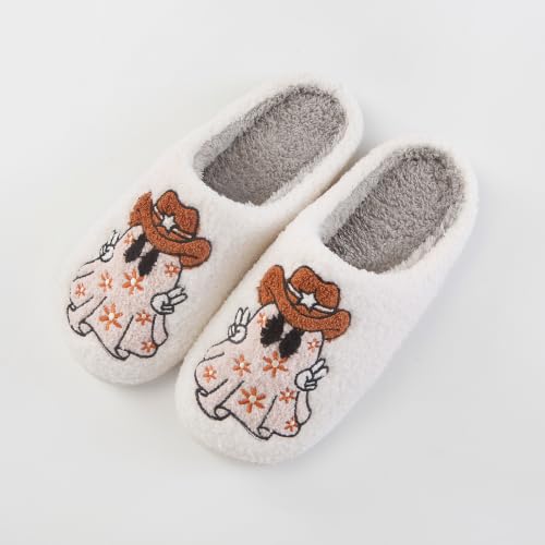 Image of Halloween Pumpkin Slippers for Womens Mens Plush Warm Spooky Lantern Pumpkin Slippers House Shoes