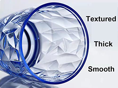 Veiledgem [Look Like Glass Unbreakable Drinking Glasses Tritan Plastic Tumblers Dishwasher Safe Bpa Free Small Acrylic Juice Glasses For Kids Plastic Water Glasses (15 Oz 8 Pieces Blue) #TOP1