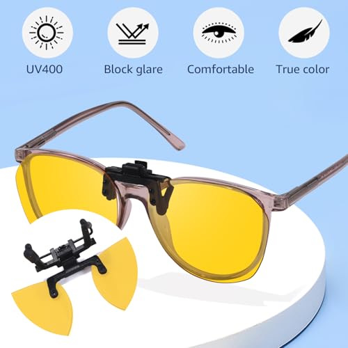 Trysee Night Vision Pro Clip On Day & Night Driving Glasses Polarized Anti Glare Sunglasses TS-CO-10094