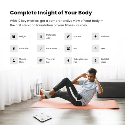 Image of HealthifyMe Smart Scale Get Data Driven Smart Weight Loss and Track 11 Plus Key Body Metrics in App | 1 Month FREE HealthifyMe Smart Plan | 2 years Warranty (White)