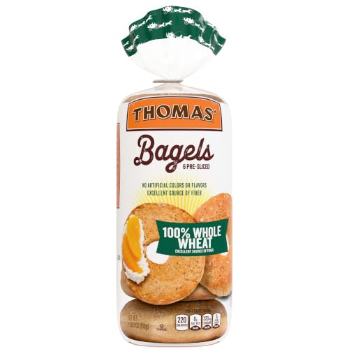 Thomas' 100% Whole Wheat Bagels, 6 count, 18 oz