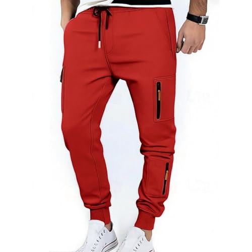 Men's Fleece Sweatpants Bottom Tapered Big and Tall Pants Elastic Track Athletic Sweatpant Stretch Sweat Pants Pockets