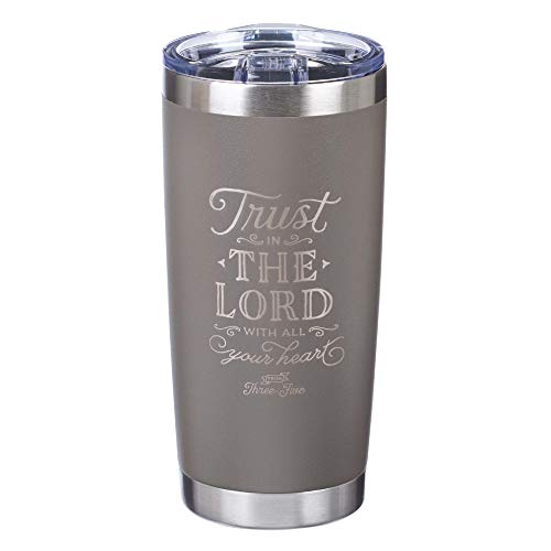 Trust In The Lord Proverbs 3:5 Grey Christian Travel Mug for Women or
