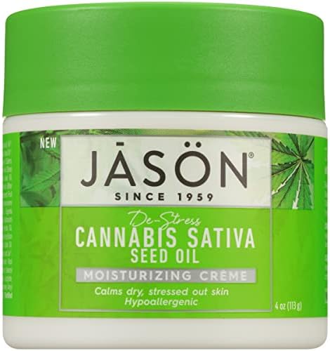 Jason Moisturizing Crème, De-Stress Cannabis Sativa Seed Oil, 4 Oz