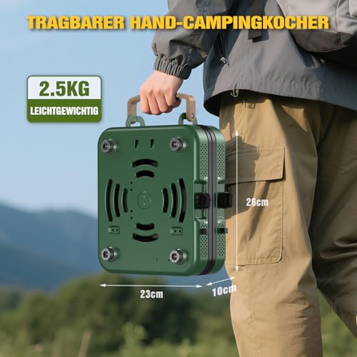 2 kg leicht - Detailansicht von Tragbar Collapsible Campingkocher 2 Flammig – Dealfoxx.de