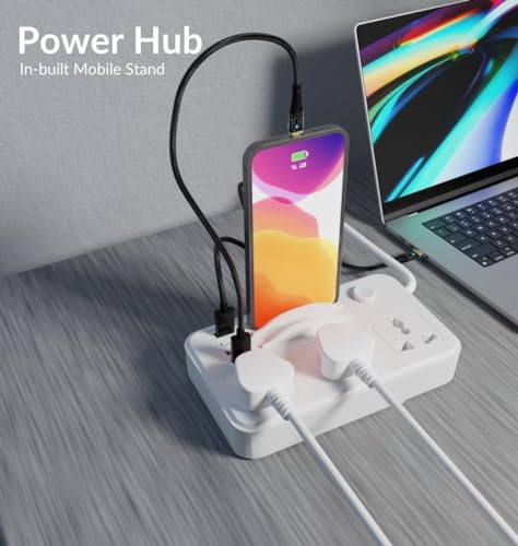 Image of Vismac Extension Board 3 Universal Sockets + 4 USB Ports | Master Switch | ABS Plastic Body | 1.5M BIS Cord | 2300W Load Capacity| 1-Year Warranty | Fire Resistant | for Home & Office and Workspace.