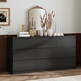 Hitow Dresser for Bedroom with 9 Deep Drawers, Large Modern Chest of Drawers Handle Free, Freestanding Black Long Dressers for Closet Living Room, Ball Bearing Slide (63' W x 15.7' D x 31.5' H)