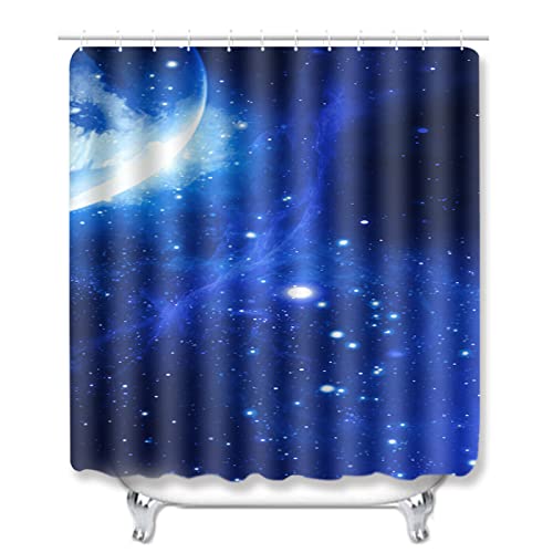 Duschvorhang Königsblauer Sternenhimmel Badematte 4-Teiliges Set, 1 Duschvorhang 180x180 Polyester+1 Badvorleger… – Bild 4