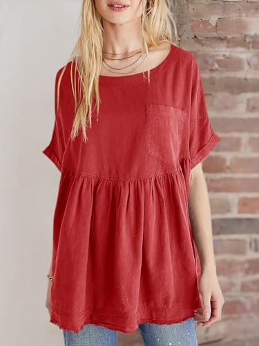 Image of Tankaneo Womens Summer Babydoll Tops Casual Loose Fit Peplum Oversized Tunic Shirts