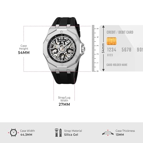 Image of SKMEI Automatic Skeleton Watch, Mechanical Dial, 30M Waterproof, Stainless Steel Band Fashion Gift Watch for Him - M036