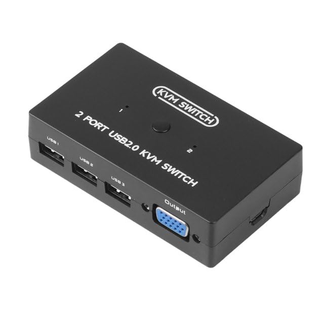 CARE CASE® USB VGA KVM Switch for 2 PC Sharing 1 Video Monitor and 3 USB Devices, Keyboard Mouse Scanner Printer, for Laptop PC-image-30