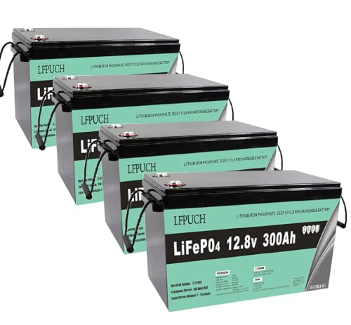 4 baterías LiFePO4 de 12 V 300 Ah, baterías de fosfato de hierro y litio de 15 kWh, se pueden...
