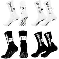 DYMHQ Calcetines antideslizantes para hombre, 4 pares, blanco y