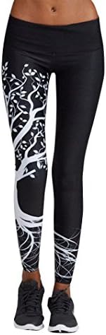 Womens Yoga Pants,Slim Street Printed ladies Athletic Pants Workout Trousers Axchongery (Black, L)