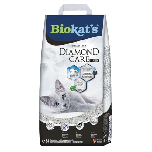 Biokat's Diamond Care Classic Katzenstreu ohne Duft - Feine Klumpstreu aus Bentonit mit Aktivkohle und Aloe Vera - 1 Sack (1 x 10 L)