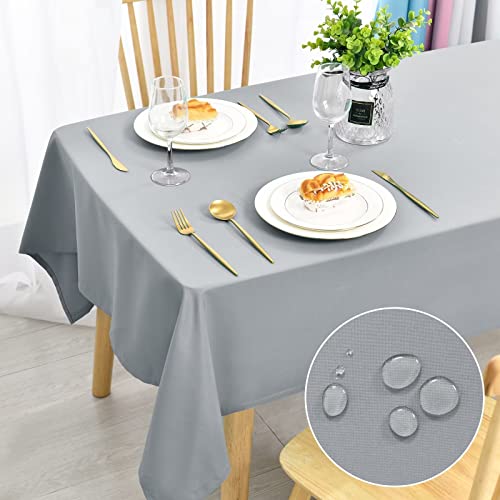 DWCN Nappe anti-taches lavable, imperméable, pour salle à manger, jardin, fête, mariage ou maison, gris argent, 130 x 130 cm