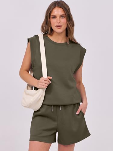 Image of ANRABESS Two Piece Sets for Women 2026 Summer Short Lounge Set Casual Beach Vacation Outfits Spring Sweatsuits Tracksuit
