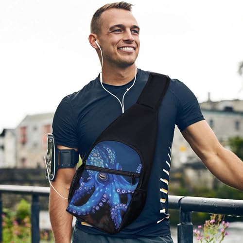 Mochila Sling Blue Octopus ligera para hiking y viaje miniatura 3