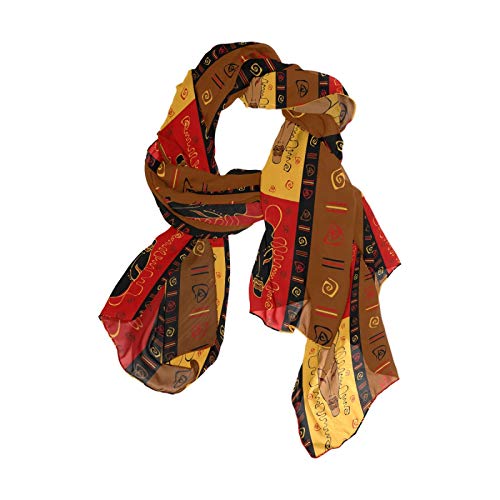 Tribal African Masks Ethnic Afro American Ornament Women Long Silk Scarf, Shawl Chiffon Large Stole Headscarf, Lightweight Sunscreen Satin Scarves Wraps for Wedding Party Gift