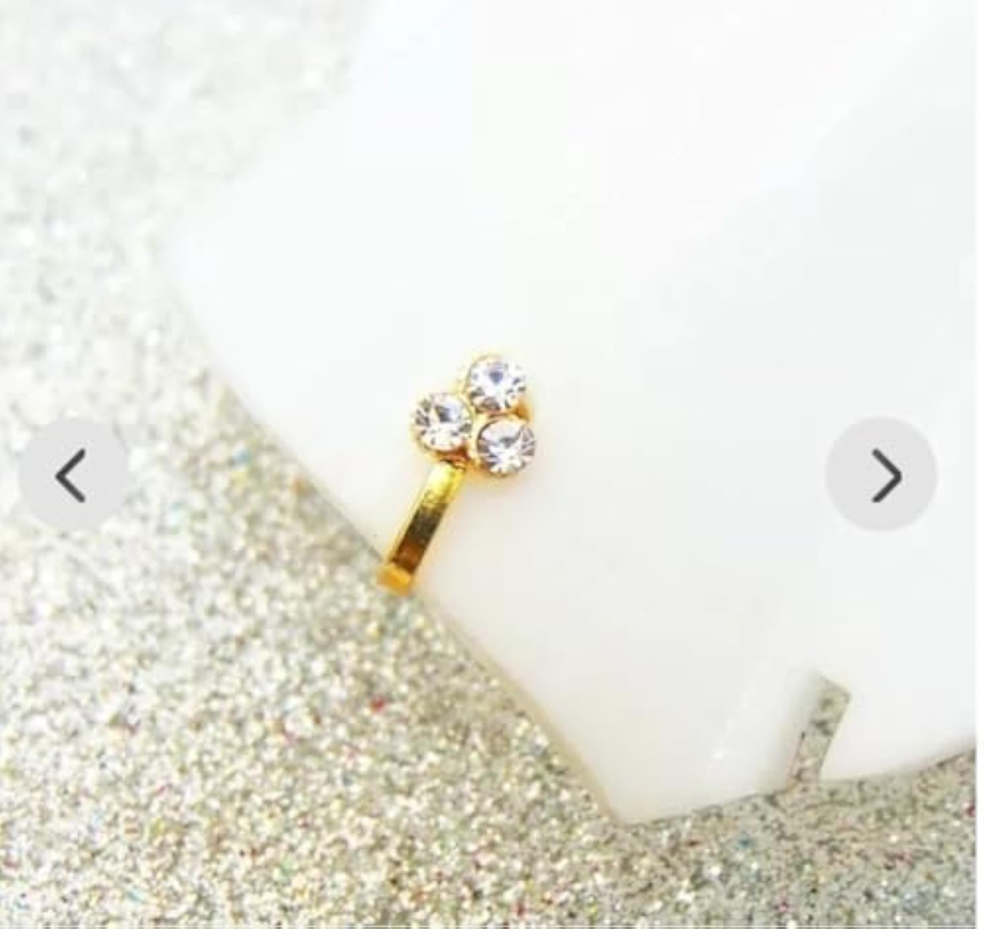 Gold-Plated Nose Stud with White Accent