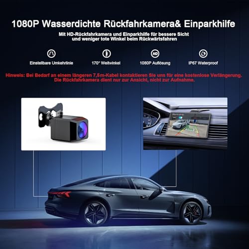 Avylet Carplay Andriod Auto 8'',Schermo per Auto conTelecamera 1080P,Car play Supporto Magnetico,Schermo Verticale/Orizzontale,Controllo Vocale,Aggiornamenti OTA,GPS,Bluetooth,Mirror Link,FM,AUX,WiFi