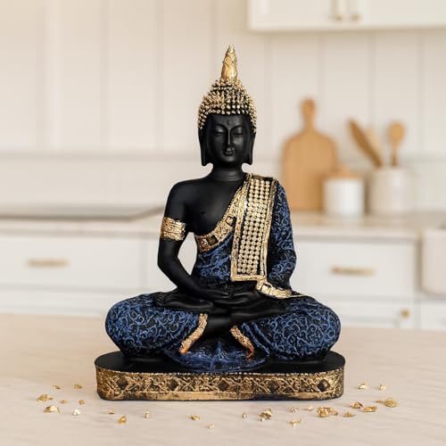 Image of Beautiful Resin Meditating Buddha Statue for Home Decor (Pack of 1, Purple & Black)