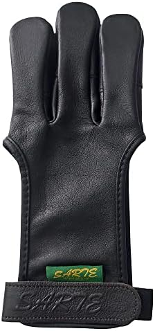 Sarte International Chocolate Brown Cow Leather Three Finger Archery Gloves AG-328 (X-Large)