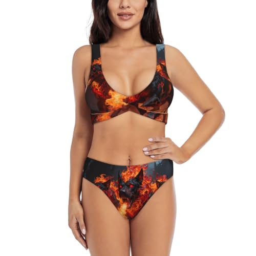 Maillot de bain deux pièces push-up anti-glisse avec triangles réglables pour femme