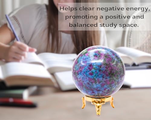 Image of Certified Ruby Kyanite Crystal Ball for Meditation - Premium Crystal Vastu Items for Home and Feng Shui Items for Good Luck - Ideal for Pooja Supplies and Spiritual Practices (2.5 inch Inch)