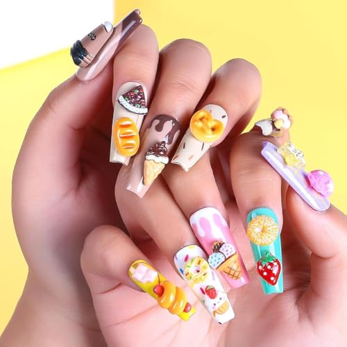 Image of MAYCREATE 3D Cartoon Nail Charms 12-Style Kawaii Sweetly Stylish Nail Art Charms Diy Art Supplies Craft,With Storage Box, Multicolor