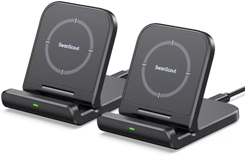 Wireless Charger for Samsung Z Flip (2 Pack), Foldable Wireless Charging Stand for Galaxy Z Flip 5/Z Flip 4/Z Flip 3, Charging Station for Samsung Galaxy Z Flip Series/Moto Razr+(No Adapter)