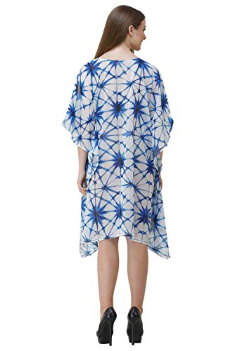 Image of RAVI RAJORIA Georgette Digital Printed Beach Wear Kaftan Blue Free Size R800 | Multi Color 2