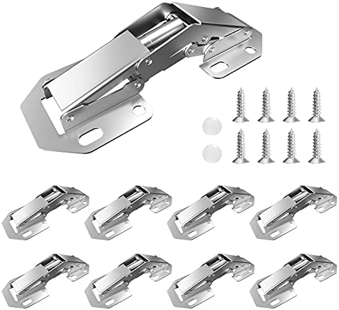 HOSOM 8-Pack Concealed Cabinet Hinges, Hidden Hinges for Cabinet Doors, Frameless Surface Mount Hinges, 90 Degree Hinges, Easy Installation