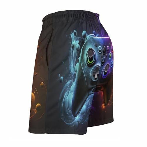 Men's Graphic Shorts Watercolor-Space-Triangles-Circles Casual Shorts,, 3X-Large4