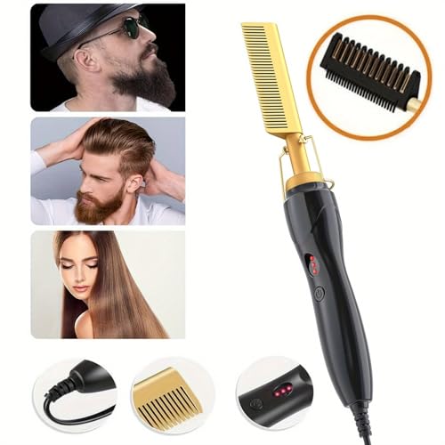 Peine alisador cerámico 2 en 1 portátil para cabello y barba miniatura 6