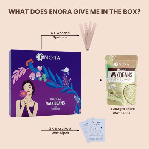 Image of ENORA Brazilian Face Wax for Women | India's 1st Liposoluble Stripless Wax | With Spatula | Natural Ingredients | For Upper Lips, Chin, Cheeks & Hairline (250 g, WHITE CHOCOLATE)