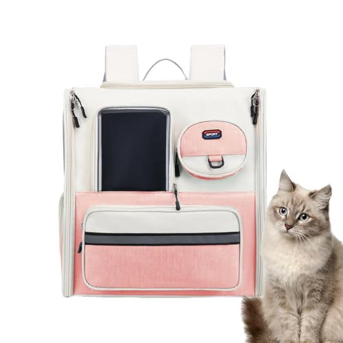 猫用バックパック、ペットバッグキャリア,小型犬用バックパック ペットトラベルキャリーバッグ、子猫子犬小型犬猫用折りたたみペットバックパック