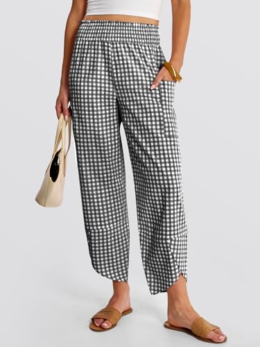 Image of ANRABESS Womens Wide Leg Palazzo Capri Pants 2026 Summer Casual High Waisted Barrel Lounge Flowy Cropped Beach Work Trousers