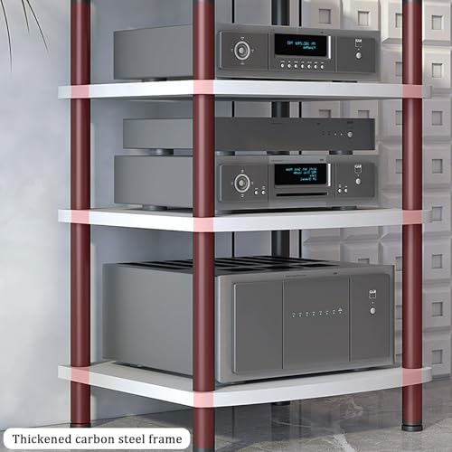 Image of Modern AV Media Stand, 3-Tier Stereo Cabinet with Carbon Steel Frame, Wooden Storage for TV, DVD Players & Accessories(Brown,2 Tier 60x54x44CM)