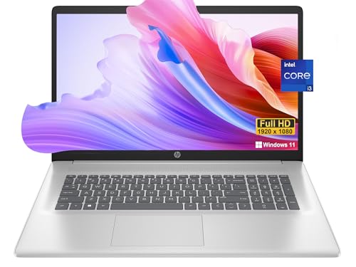 Image of HP 17 Flagship Laptop, Intel Core i3-1215U, 17.3 inch inch Full HD Laptop, Windows 11, 16GB RAM, 1TB SSD, Anti-Glare Panel, Fast Charge, HD Camera, Camera Shutter, HDMI, WiFi, USB-A&C, ‎Natural Silver
