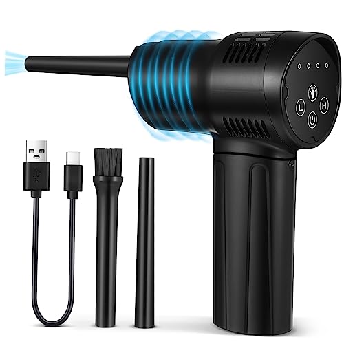 POPETPOP コードレス充電式エアダスター 圧縮空気で電子機器 キーボード 車内 ホーム清掃用 可動ノズル対応 インフレータブル機能付き