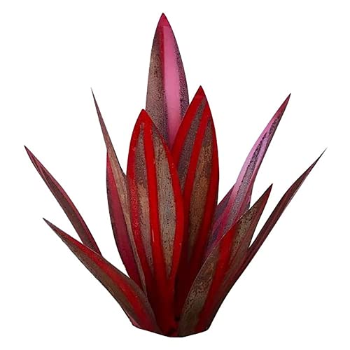 WEVB Agave country escultura jardín patio arte, metal agave planta decoración del hogar, adecuado para patio al aire libre (rojo) Cover