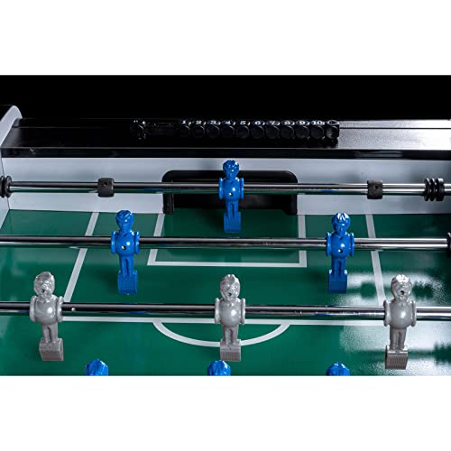 RAMROXX Fußball Tischkicker Profi Schwarz grünes Spielfeld Figuren Blau Grau 80kg – Bild 7